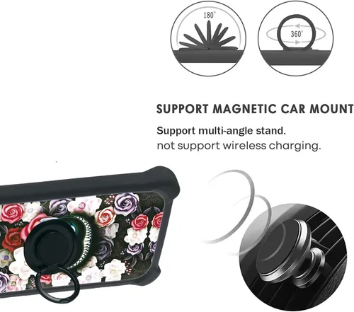 Vista 4 de jioeuinly Case Compatible with Celular Kalley Element 5+Plus Phone Case Cover [with Tempered Glass Screen Protector][Hard PC + Soft Silicone][Ring