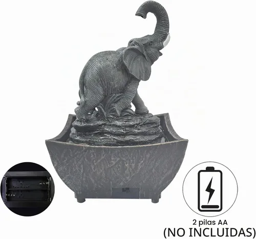 Vista 3 de Nature's Mark Fuente de agua de mesa de elefante y elefante bebé de 7.5 pulgadas (con adaptador)