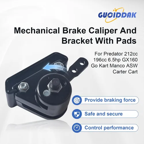 Vista 2 de Go kart Brakes Pinza de freno mecánica con soporte negro