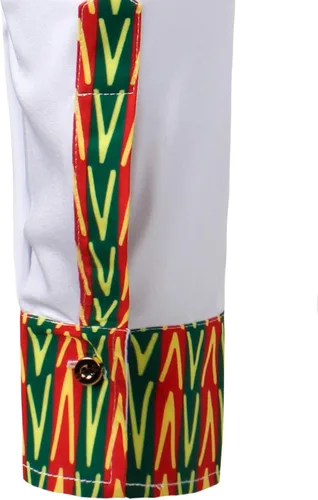 Vista 4 de LucMatton Camisa de vestir con botones y estampado africano para hombre manga larga cuello mandarín dashiki