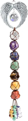 Vista 27 de Árbol de la vida hecho a mano con 7 piedras de chakras, cristales curativos, adorno colgante para decoración del hogar