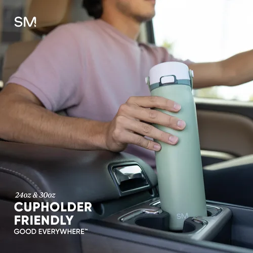 Vista 4 de Simple Modern Mesa Sport Botella de Agua con Tapa de Sorbo Cubierta Botella de Acero Inoxidable Aislada de 24oz Compatible con Portavasos