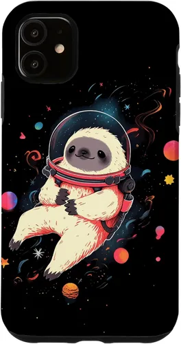 Vista 8 de Sloth Floating in Space Planets Stars Sloth Lover Case for iPhone 16