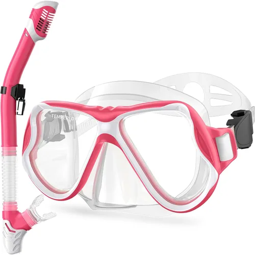 Vista 8 de Greatever Snorkeling Gear for Kids, Dry Snorkel Set Panoramic View Snorkel Mask, Anti-Fog Scuba Diving Mask for Kids Youth Age 6-14, Unisex Swimming