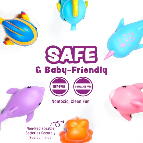 Vista 7 de Tub Works® Mermaid Lagoon™ Light Up Bath Toys, 6 Pack Water-Activated Light Up Toys Flash & Change Color Easy-Grip Baby Girl & Toddler Bath Toys