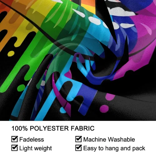 Vista 5 de COWDIY Tapiz decorativo de pared, diseño de labios del orgullo LGBT, tapiz de arte hippie negro, tapiz misterioso para colgar en la pared