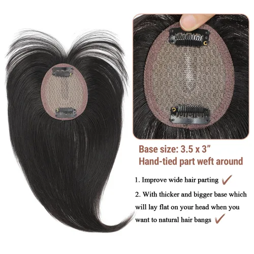 Vista 8 de Molefi Flequillo con clip, 100 % cabello humano real, para mujer, cobertura 360, con flequillo, para uso diario.