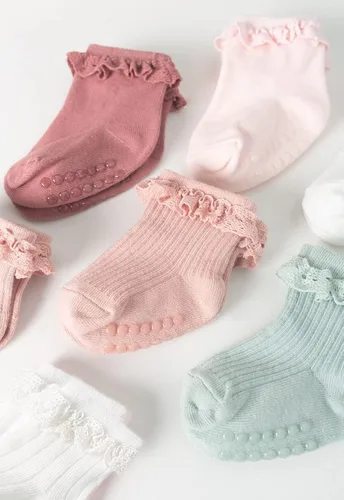 Vista 4 de Yenzat Calcetines antideslizantes para bebés y niñas de 0 a 3 años, 6 pares