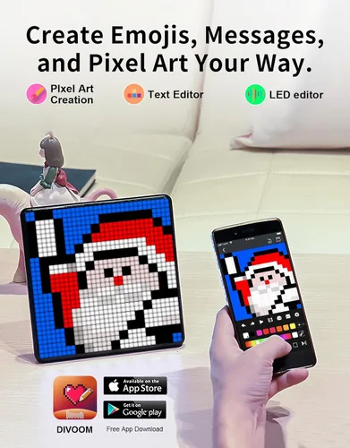 Vista 3 de Divoom Pixoo Visualización Max Pixel, APP Pantalla de control de teléfono móvil con pantalla LED programable de 32 X 32 para decoración del hogar