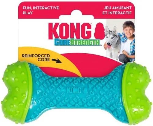 Vista 2 de KONG CoreStrength Bone - Juguete dental masticable para perros, duradero, de varias capas, para juego de enriquecimiento y cuidado dental
