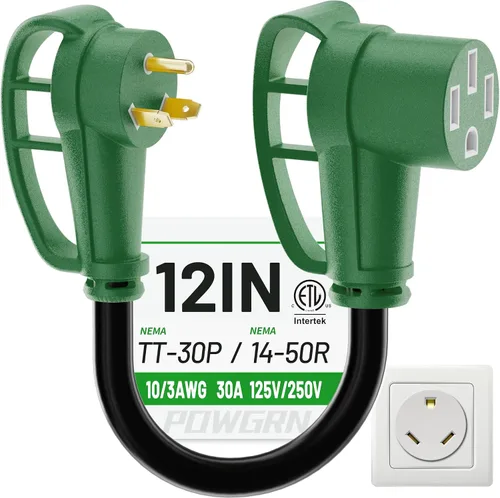 Vista 8 de POWGRN Cable adaptador RV de 50 amperios a 110 de 12 pulgadas, amarillo