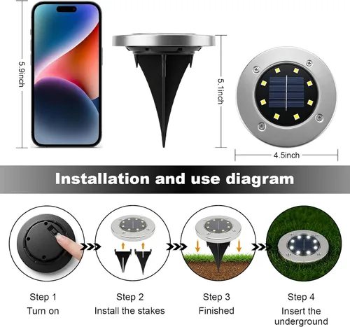 Vista 3 de OULONGER 4.6inch Solar Lights Outdoor Waterproof,10Pack Solar Lights for Outside,Solar Garden Lights Landscape Lighting for Patio Pathway Lawn Yard