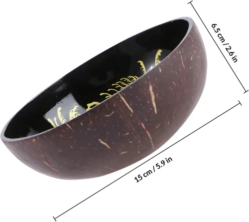 Vista 2 de KESYOO Cuenco de cáscara de coco natural, contenedor decorativo para dulces, frutos secos, cuenco de almacenamiento con patrón único para la entrada