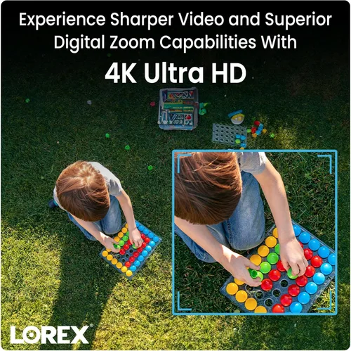 Vista 2 de Cámara de seguridad Lorex al aire libre 4K IP de Metal con cúpula adicional Complemento para NVR Detección de movimiento inteligente