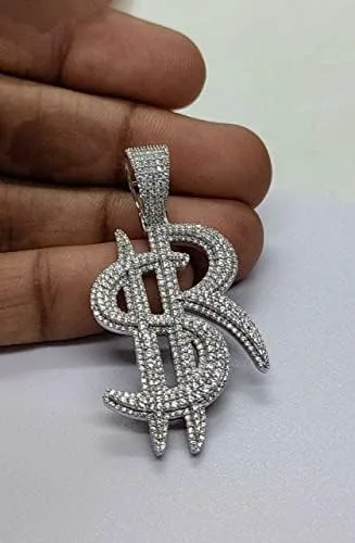 Vista 4 de DTJEWELS1.50 CT - Juego de diamantes de corte redondo para hombre, personalizable con letra $R, plata de ley 925 auténtica para el día del padre