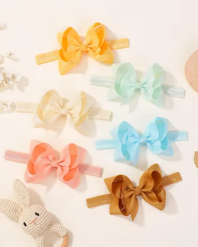 Vista 6 de jollybows 40 piezas Diademas con Lazos de Cinta Grosgrain para Bebés Niñas 4" Banda Elástica para el Cabello Accesorios para el Cabello para Bebés
