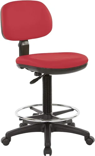 Vista 7 de Office Star DC Series - Silla de dibujo ajustable con anillo para el pie y asiento de espuma esculpida, piel sintética azul Dillon