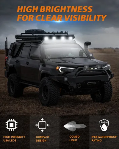 Vista 3 de Cubitos LED, 3 pulgadas, 80 W, CREE LED Pods 3x3, combo de inundación puntual para todoterreno, luces de conducción antiniebla para camión