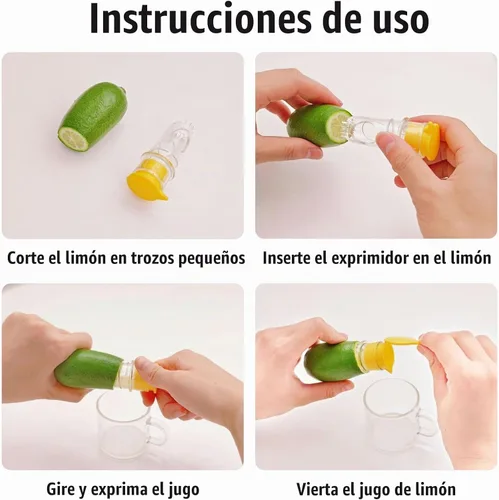 Vista 3 de Exprimidor de limón con tapa de rosca, exprimidor manual de 4 piezas con filtro, exprimidor de cítricos portátil para limón/lima/naranja, exprimidor