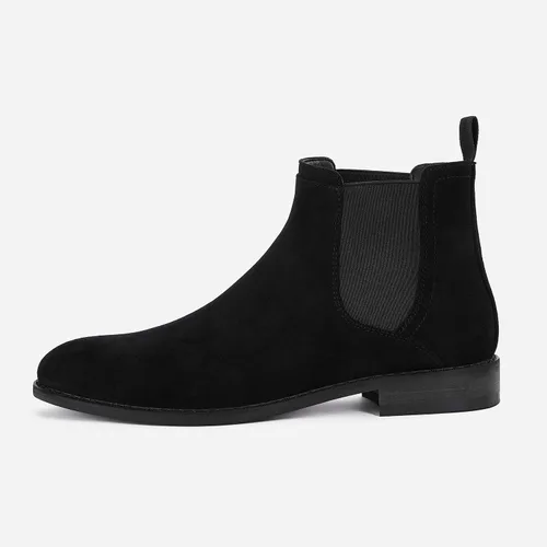 Vista 4 de Coutgo Botas Chelsea para hombre, botas de vestir cómodas de gamuza, botas de tobillo Chukka