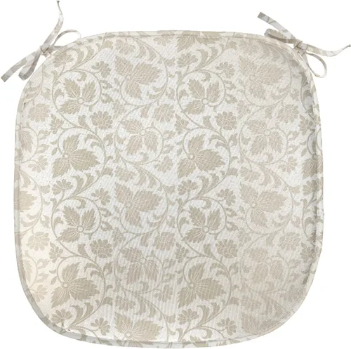 Vista 58 de Ambesonne Cojín de asiento para silla de flores, detalles florales con hojas y remolinos, estampado artístico romántico y vívido y vibrante