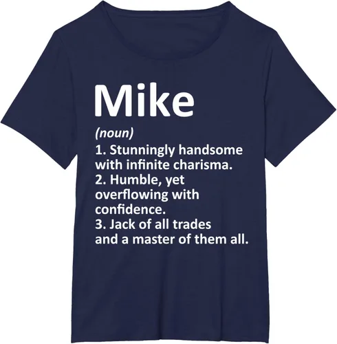 Vista 19 de MIKE Definition - Camiseta divertida para regalo de cumpleaños con nombre personalizado, Negro, S