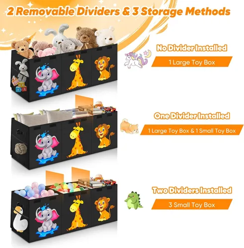 Vista 6 de Mabahoo Caja de Juguetes Extra Grande, Organizador de Almacenamiento Plegable con Tapas, Caja de Juguetes de Animales Lindos para Niños y Niñas