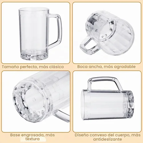 Vista 4 de Mifoci - 20 tazas de cerveza de plástico de 16 onzas con asas para fiesta