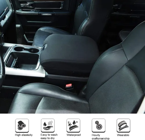 Vista 4 de Voodonala Funda para consola central Dodge RAM 1500 2500 3500 2010-2017 Cubierta de la almohadilla del reposabrazos, para Dodge RAM, accesorios