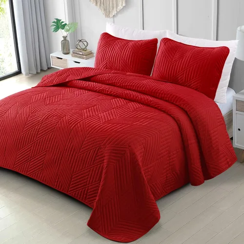 Vista 23 de Exclusivo Mezcla - Juego de edredón de tamaño individual, hecho con tecnología ultrasónica, ligero, suave, moderno, con diseño geométrico