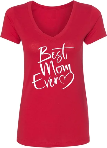 Vista 23 de Go All Out Script Best Mom Ever Heart Idea - Camiseta con cuello en V para mujer