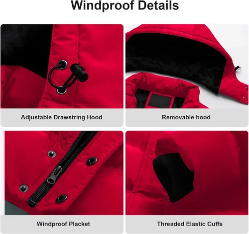 Vista 6 de Pursky Chaqueta acolchada impermeable para hombre, abrigos de burbujas de invierno, parka de esquí con capucha