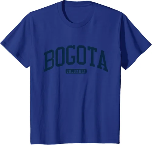 Vista 54 de Bogotá Colombia College University Style Camiseta azul marino, Blanco