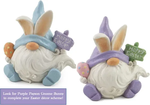 Vista 2 de Boston International Figura de mesa de gnomo de conejo de Pascua, 6 pulgadas, balley azul