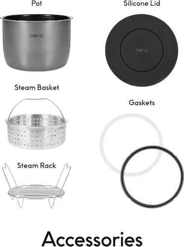 Vista 6 de CHEF iQ Olla a Presión Inteligente con WiFi y Báscula Incorporada - Multicocina 10 en 1 Fácil de Usar con Más de 500 Recetas Guiadas - Olla