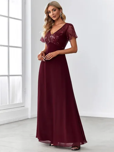 Vista 4 de Ever-Pretty Vestido de noche de fiesta maxi bordado con ilusión de novia para mujer 7706