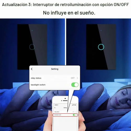 Vista 4 de MoesGo - Interruptor inteligente táctil de pared WiFi RF433 de segunda generación Smart Touch Wall Single Fire, no se necesita cable neutro