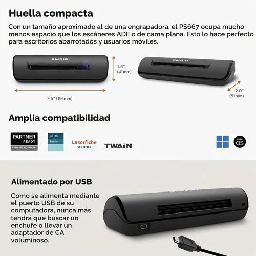 Vista 6 de Ambir Tecnología PS667 Simplex A6 Escáner de tarjetas