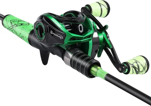 Vista 3 de One Bass Combo de Caña y Carrete de Pesca, Combo de Baitcasting Rápido Medio, Fibra de Carbono de 24 Toneladas, 2 Piezas de Cañas de Pescar