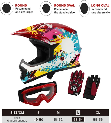 Vista 91 de SLMOTO - Casco DOT para niños y jóvenes, casco de motocross para todoterreno y calle, casco de motocicleta, casco de bicicleta de tierra, motocross