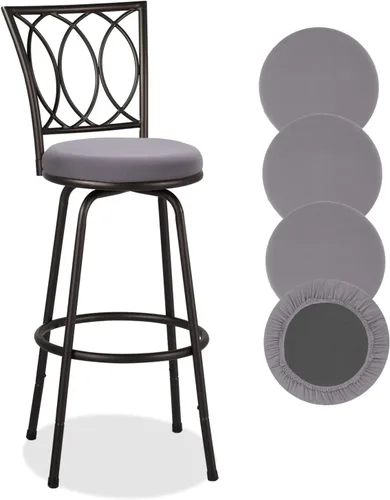 Vista 16 de Deisy Dee 4 fundas de asiento redondas para taburetes de bar, fundas elásticas para sillas redondas de 13 a 16 pulgadas (negro)