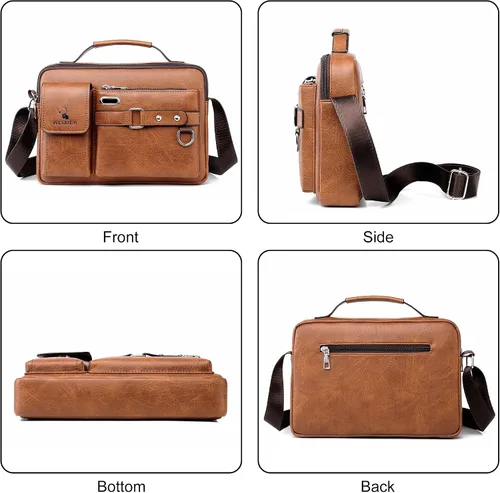 Vista 2 de Bolso bandolera pequeño de piel sintética de 11 pulgadas, bolso cruzado para mujeres y hombres, bolso cruzado para hombre