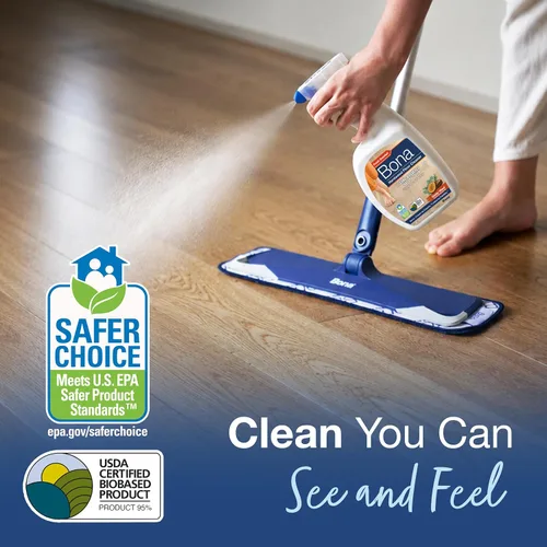 Vista 6 de Bona Spray Limpiador para Pisos de Madera Dura - 32 fl oz - Aroma a Madera de Cedro - Recargable - Solución de Limpieza Sin Residuos para Pisos