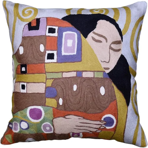 Vista 15 de Klimt - Funda de almohada moderna azul para sofá Almohadas contemporáneas azules Cojín de silla moderno abstracto Almohada moderna