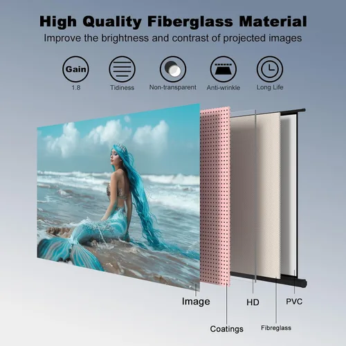 Vista 3 de Pantalla de Proyector para Exteriores con Trípode de Soporte, Pantalla de Proyector Portátil Desplegable para Interiores, Pantalla de Proyección