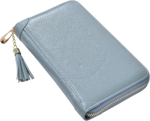Vista 7 de Easyoulife - Monedero de cuero con cremallera, billetera portatarjetas para mujer, bloqueo RFID