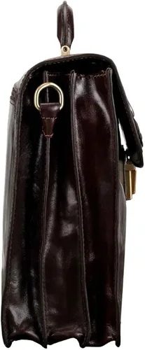 Vista 3 de Maxwell Scott Mens Luxury Quality Leather Classic 3 Section Briefcase The Paolo3 Laptop Business Travel Bag