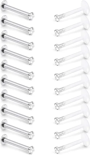 Vista 3 de SCERRING Anillos de labios de 16G, 0.236 pulgadas, 0.394 pulgadas, 0.394 pulgadas, 0.394 pulgadas, acrílico y acero inoxidable, labret Monroe