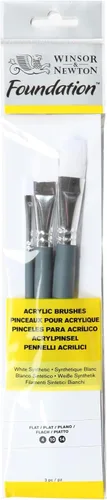 Vista 6 de Winsor & Newton Juego de brochas acrílicas sintéticas, mango corto, redondo, paquete de 3