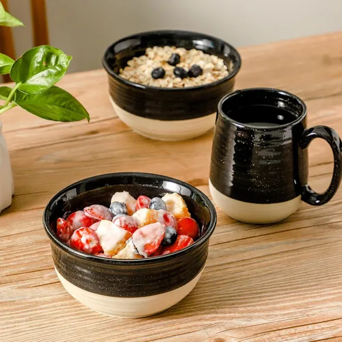 Vista 5 de HASENSE - Cuencos de sopa de cerámica y cuencos de cereal, juego de 6 cuencos de 20 onzas para cocina, juego de cuencos apilables para ramen